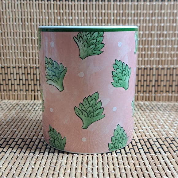 Bois d' Arc by for The Essex Collection Coffee Cup Artichoke Mug Pink & Green - Picture 4 of 11